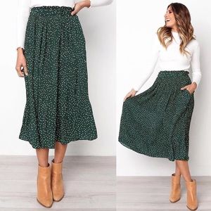 Green Polka Dot Retro Skirt
